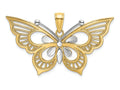 FJC Finejewelers 14k Two-tone Gold Butterfly Bright Cut Center Charm