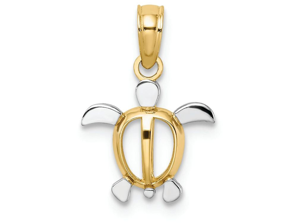 FJC Finejewelers 14k Yellow Gold with Rhodium Sea Turtle Charm