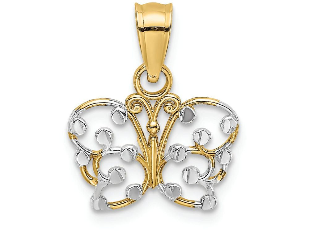 FJC Finejewelers 14k Two-tone Gold Butterfly Charm Bright Cut Accents