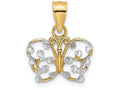 FJC Finejewelers 14k Two-tone Gold Butterfly Charm Bright Cut Accents