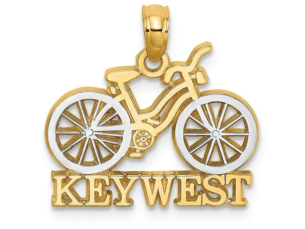 FJC Finejewelers 14k Yellow Gold with Rhod Key West Under Bicycle Tires Charm