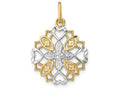 FJC Finejewelers 14k Two-tone Gold Small White Center Flower with Heart Edges Charm