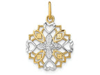 FJC Finejewelers 14k Two-tone Gold Small White Center Flower with Heart Edges Charm