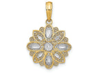 FJC Finejewelers 14k Two-tone Gold Small Flower with Filigree Charm Bright Cut Petals O-ring