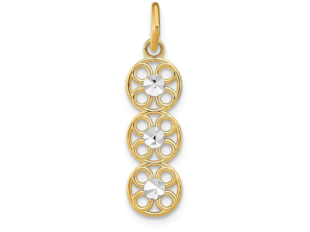 FJC Finejewelers 14k Two-tone Gold Small 3 Circle Charm Bright Cut Accents O-ring