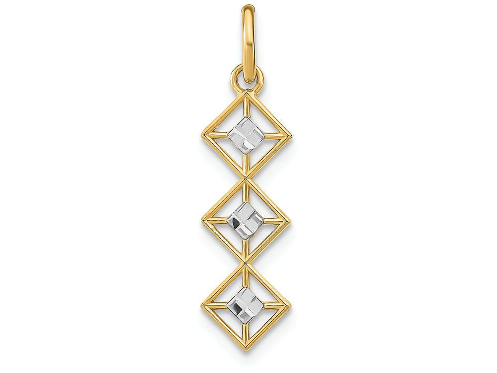 FJC Finejewelers 14k Two-tone Gold Small 3 Diamond Shapes Charm Bright Cut Accents O-ring