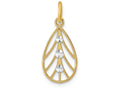 FJC Finejewelers 14k Two-tone Gold Small Teardrop with Lines Charm Bright Cut Accent O-ring