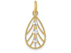 FJC Finejewelers 14k Two-tone Gold Small Teardrop with Lines Charm Bright Cut Accent O-ring