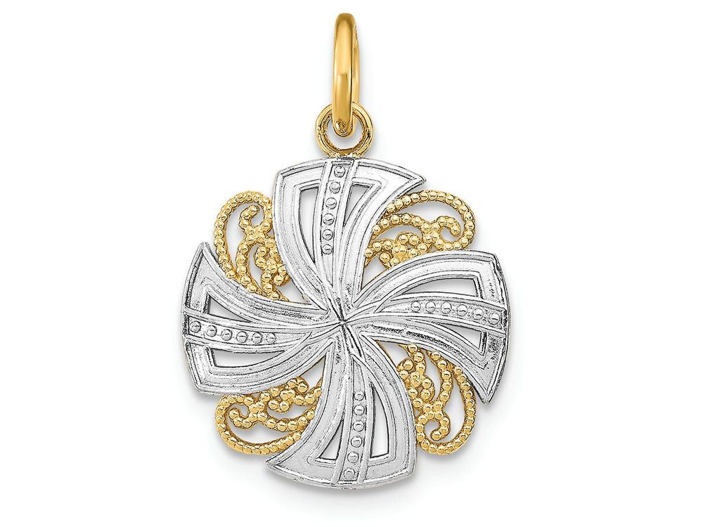 FJC Finejewelers 14k Two-tone Gold Small Pinwheel Medallion Charmtwo-color O-ring