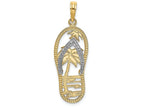 FJC Finejewelers 14k Yellow Gold with with Rhodium Palm Tree Flip-flop Straps [] Charm