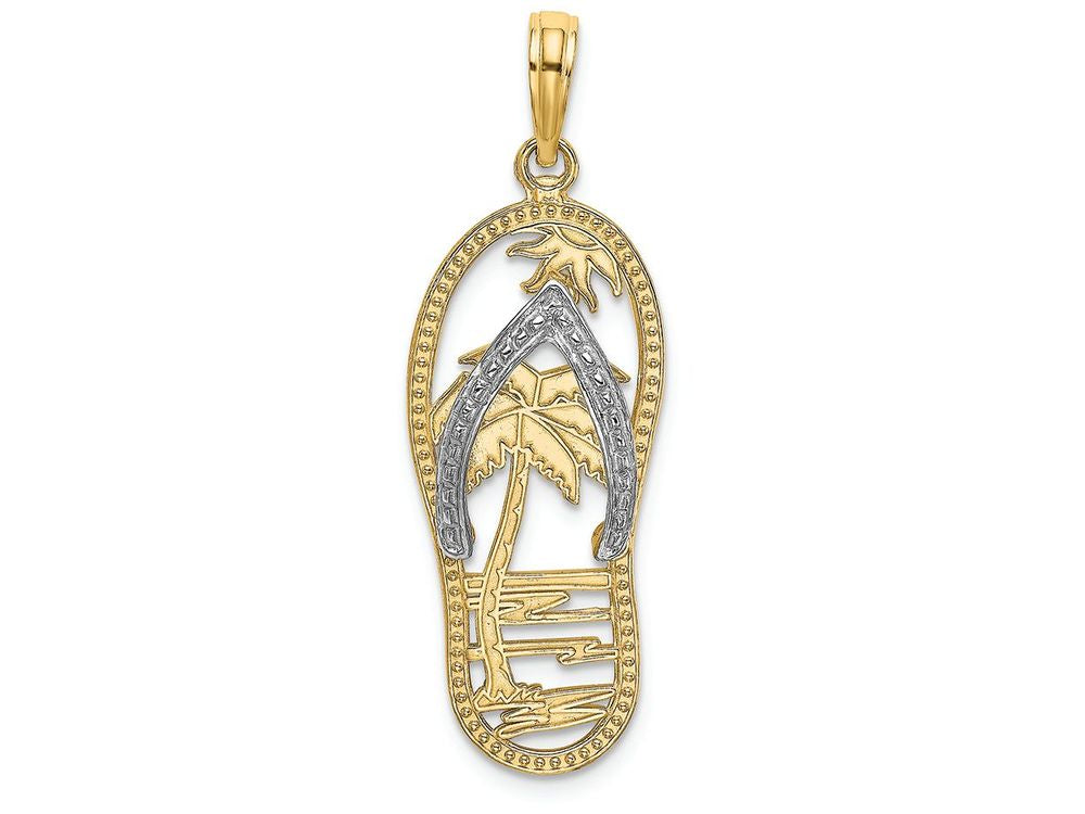 FJC Finejewelers 14k Yellow Gold with with Rhodium Palm Tree Flip-flop Straps [] Charm