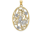 FJC Finejewelers 14k Two-tone Gold Butterfly Cluster Accents In Oval Frame Charm