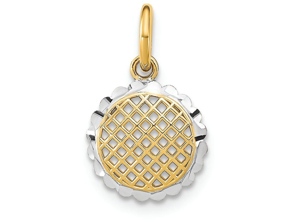 FJC Finejewelers 14k Two-tone Gold Mini Sunflower Charm with O-ringcut-out White Bright Cut Edge