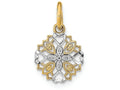 FJC Finejewelers 14k Two-tone Gold Mini White Center Flower with Heart Edge Charm