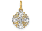 FJC Finejewelers 14k Two-tone Gold Mini White Center Flower with Heart Edge Charm
