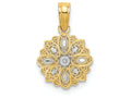 FJC Finejewelers 14k Two-tone Gold Mini Flower with Filigree Charm Bright Cut Petals O-ring