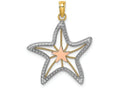 FJC Finejewelers 14k Two-tone Gold Small Starfish with Pink Star Center Tri-color Charm