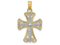 FJC Finejewelers 14k Yellow Gold with with Rhodium White Cross with Yellow Frame Charm