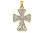 FJC Finejewelers 14k Yellow Gold with with Rhodium White Cross with Yellow Frame Charm