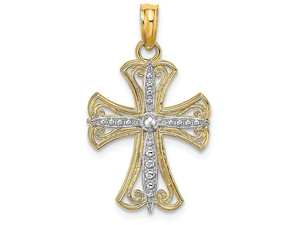 FJC Finejewelers 14k Yellow Gold with with Rhodium White Cross with Yellow Frame Charm