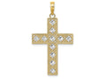 FJC Finejewelers 14k Yellow Gold with with Rhodium Block Cross with White Bright Cut Diamond Shapes Charm