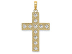 FJC Finejewelers 14k Yellow Gold with with Rhodium Block Cross with White Bright Cut Diamond Shapes Charm