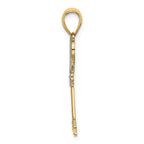 FJC Finejewelers 14k Yellow Gold with Rhodium Heart Topped Keywith Rhod Charm