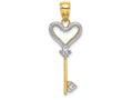 FJC Finejewelers 14k Yellow Gold with Rhodium Heart Topped Keywith Rhod Charm