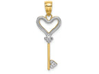 FJC Finejewelers 14k Yellow Gold with Rhodium Heart Topped Keywith Rhod Charm