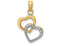 FJC Finejewelers 14k Yellow Gold Tt Double Hearts Intertwinedtwo-color Polish Charm