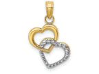 FJC Finejewelers 14k Yellow Gold Tt Double Hearts Intertwinedtwo-color Polish Charm