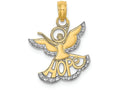 FJC Finejewelers 14k Yellow Gold with Rhodium Angel with Hope Polish Charm
