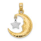 FJC Finejewelers 14k Two-tone Gold Polished Open-backed Half Moon Star Charm