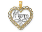 FJC Finejewelers 14k Yellow Gold with Rhodium Mom Inside Scallop Heart Charm