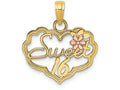 FJC Finejewelers 14k Two-tone Gold Sweet 16 In Scallop Heart with Pink Flower Charm