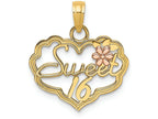 FJC Finejewelers 14k Two-tone Gold Sweet 16 In Scallop Heart with Pink Flower Charm