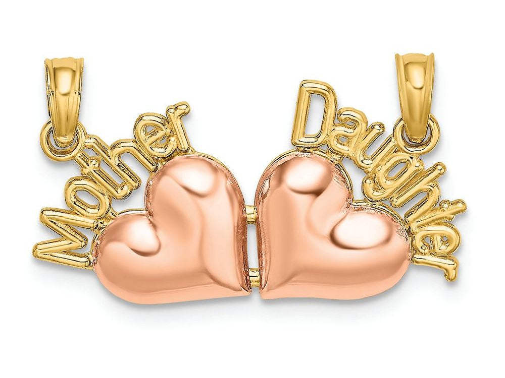 FJC Finejewelers 14k Two-tone Gold Motherdaughter Breakable with Pink Hearts Charm