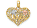 FJC Finejewelers 14k Two-tone Gold #1 Daughter In Heart with Pink Flowers Charm