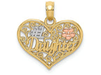 FJC Finejewelers 14k Two-tone Gold #1 Daughter In Heart with Pink Flowers Charm
