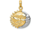 FJC Finejewelers 14k Two-tone Gold Solid Polished 3dimensional Sun Moon Charm