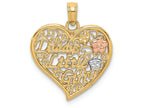 FJC Finejewelers 14k Two-tone Gold Daddy's Little Girl In Filigree Heart with Pnk Wht Flowers Charm