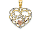 FJC Finejewelers 14k Two-tone Gold I Love You In Heart with Pink Flower Tri-color Charm