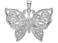 FJC Finejewelers 14k White Gold White Large Bright Cut Beaded Butterfly Charm
