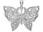 FJC Finejewelers 14k White Gold White Large Bright Cut Beaded Butterfly Charm