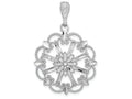 FJC Finejewelers 14k White Gold Starbust with Heart Bright Cut Beaded Scallop Edge Charm