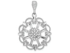 FJC Finejewelers 14k White Gold Starbust with Heart Bright Cut Beaded Scallop Edge Charm