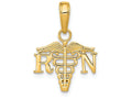 FJC Finejewelers 14k Yellow Gold Rn Caduceustextured Widenurse Charm