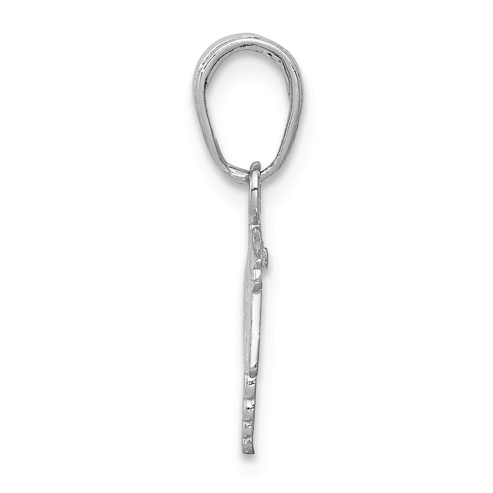 FJC Finejewelers 14k White Gold White Rn Caduceustextured Widenurse Charm