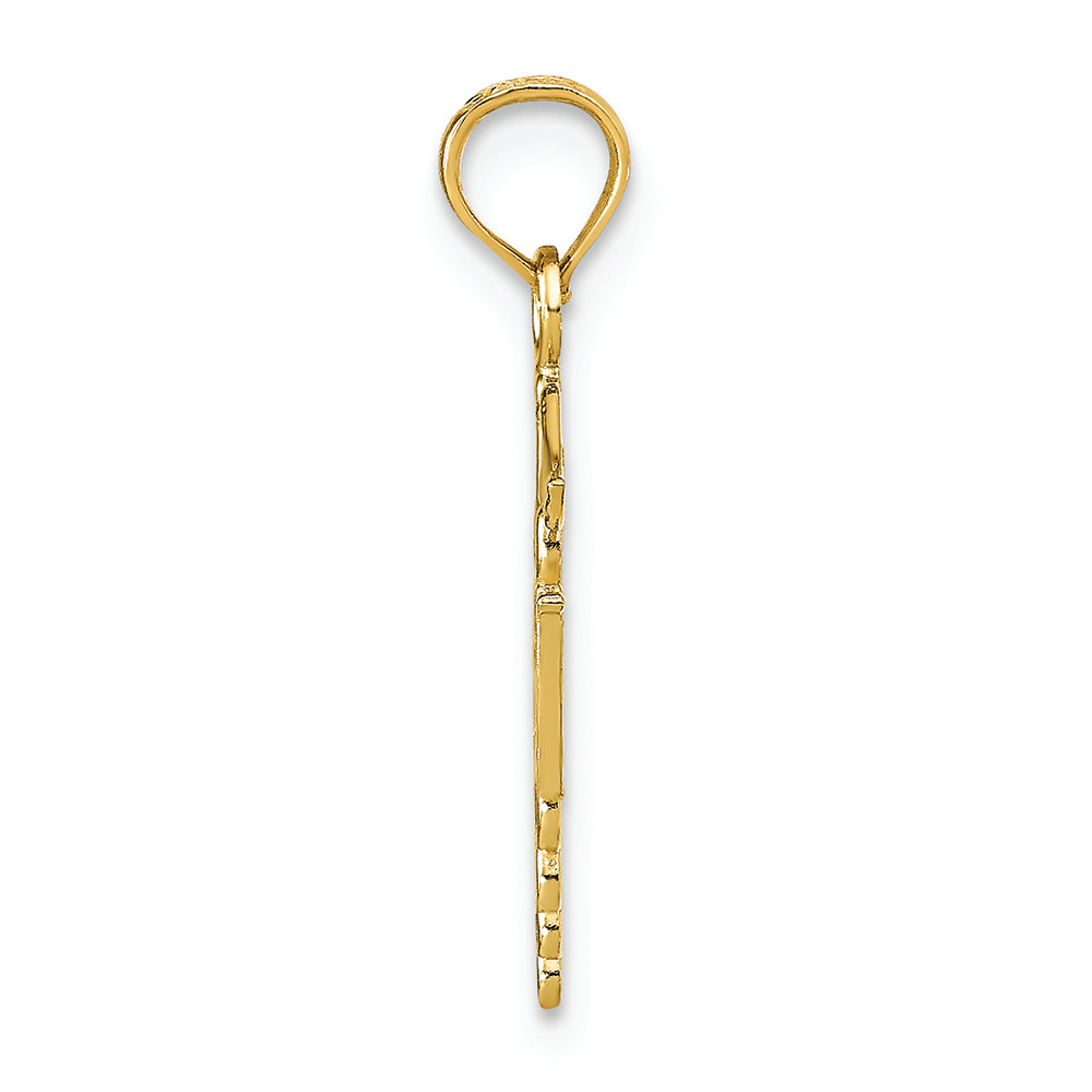 FJC Finejewelers 14k Yellow Gold Rn Caduceustextured Narrownurse Charm