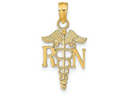 FJC Finejewelers 14k Yellow Gold Rn Caduceustextured Narrownurse Charm